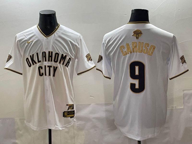 Men 2025 Oklahoma City Thunder #9 Caruso White Gold Nike Joint Name NBA Jersey style 21->oklahoma city thunder->NBA Jersey